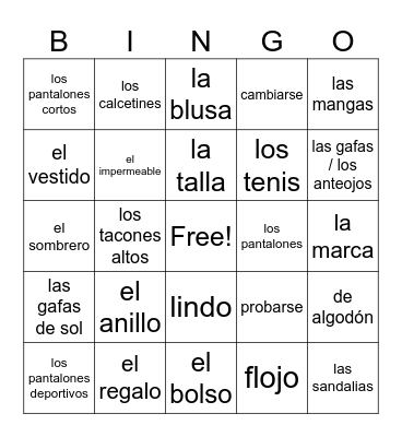 Las compras Bingo Card