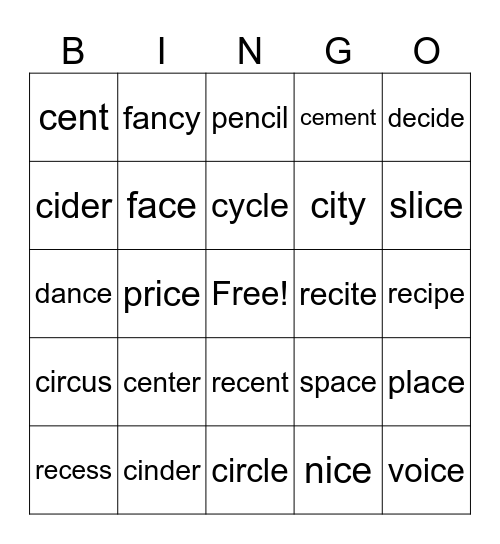 Bingo Card