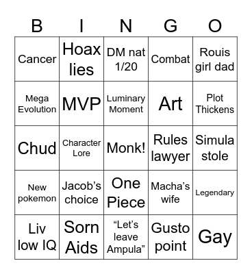 Pokémon Sphere Bingo Card