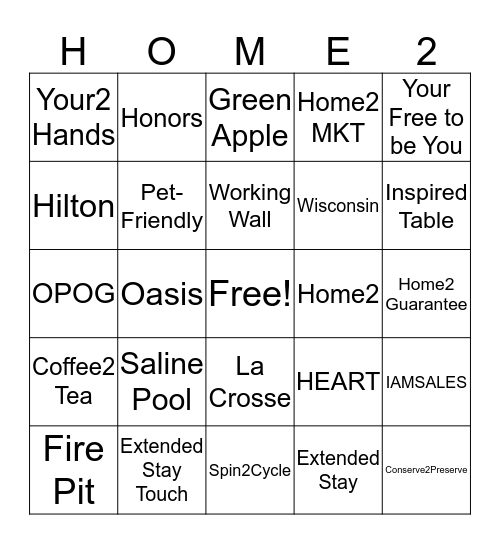 Home2 Suites by Hilton La Crosse Bingo Card