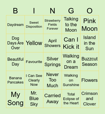Songs about Spring/Eclipse ! Bingo Card