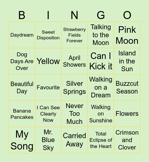 Songs about Spring/Eclipse ! Bingo Card