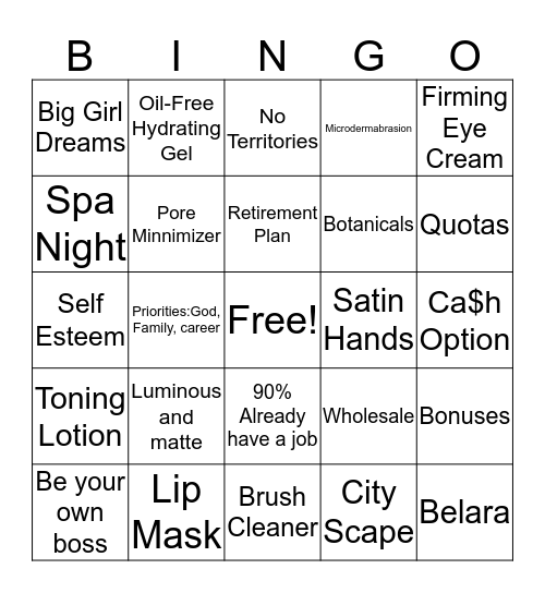 Beautiful Bingo Card