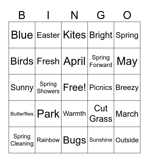 Spring Bingo Card