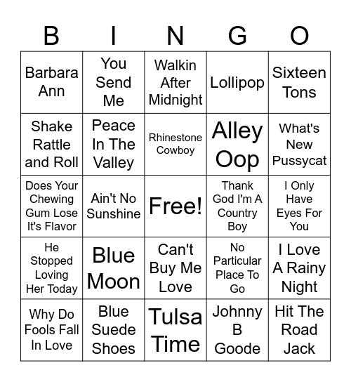 Music Card #2 Bingo Card