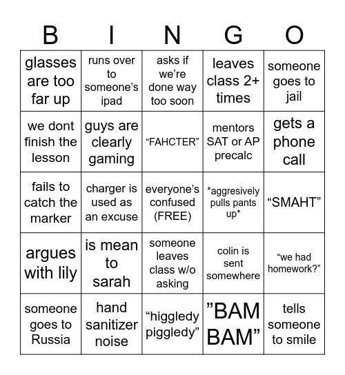 domfeh Bingo Card