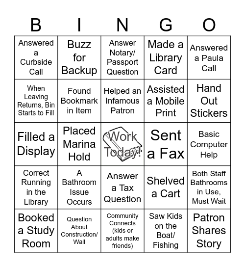 North Point Library Bingo Card