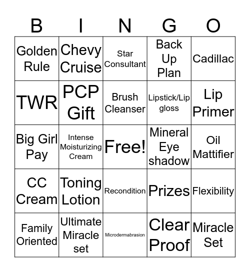 Beautiful Bingo Card