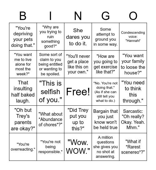 Moving Out Bingo Card