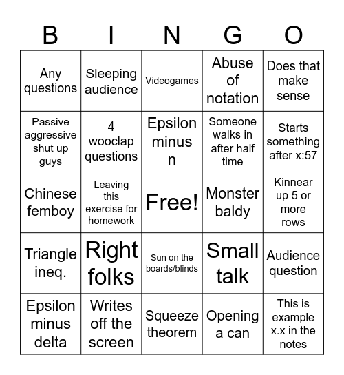 Untitled Bingo Card