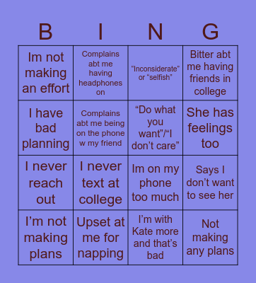 Visiting! Bingo Card
