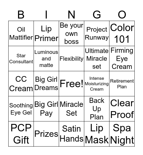 Beautiful Bingo Card