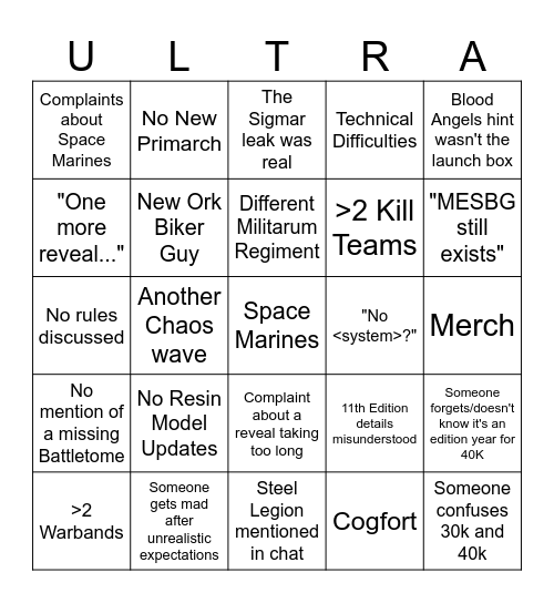 Adepticon '26 Bingo Card