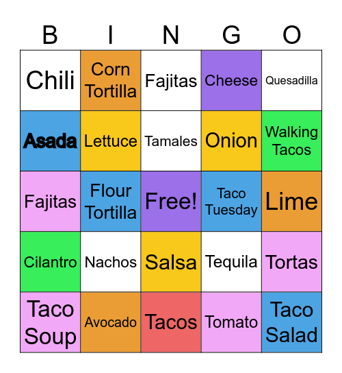 Taco Tuesday! Bingo Card