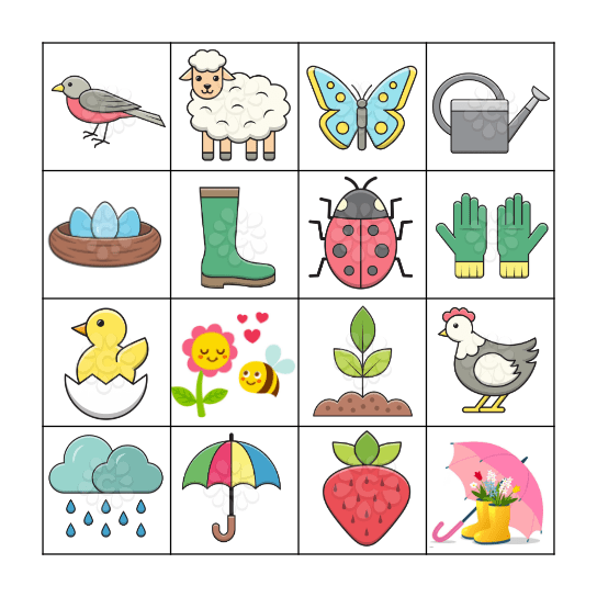 Spring Picture Bingo Card