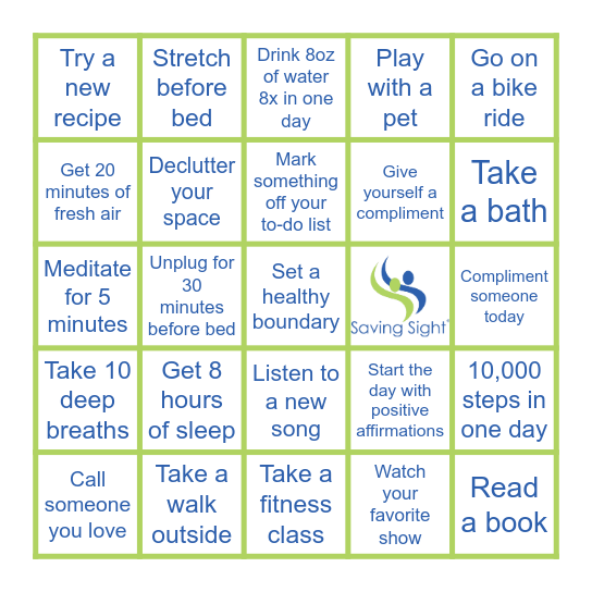 Saving Sight Wellness Bingo! Bingo Card