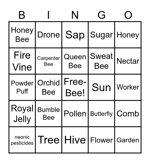 Bee-ingo Bingo Card