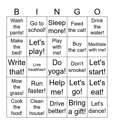 Befehle / Imperativ Bingo Card