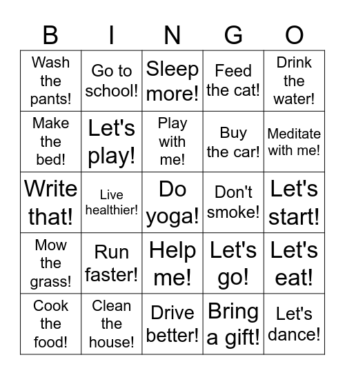 Befehle / Imperativ Bingo Card