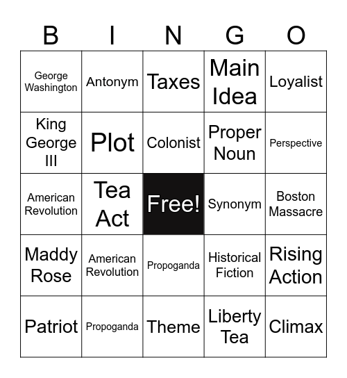 ELA Bingo Card