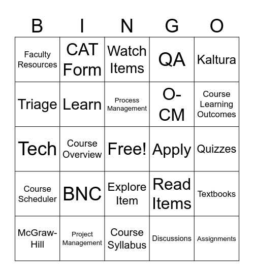 CAD Bingo Card