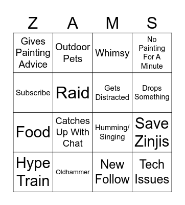 Zambies No. 01 Bingo Card