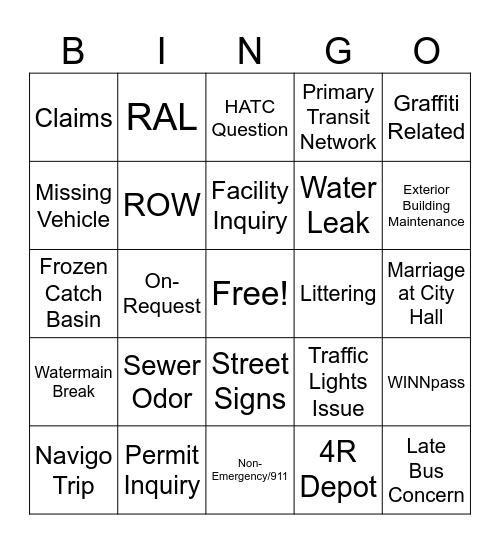 11:00 Bingo Card