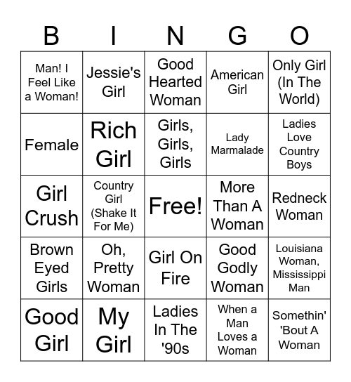 Foxy Lady Bingo Card