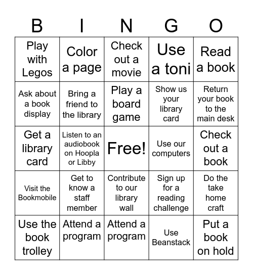 National Library Week Bingo Card