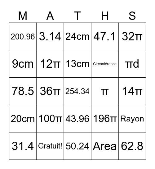 Bingo Cercle Bingo Card