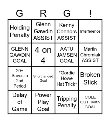 ONTARIO REIGN GAME BINGO Card