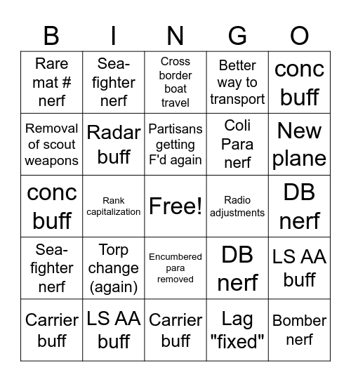 Devman update Bingo Card