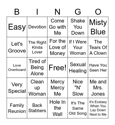 Old School Music Bingo Card