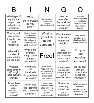 TQL Bingo Card