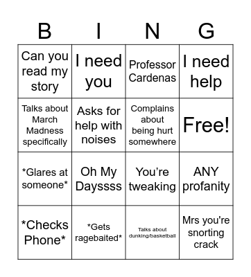 Josh Bingo Card Bingo Card