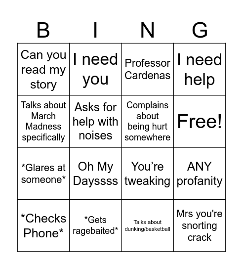 Josh Bingo Card Bingo Card