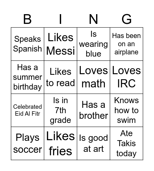 Find someone who... Bingo Card