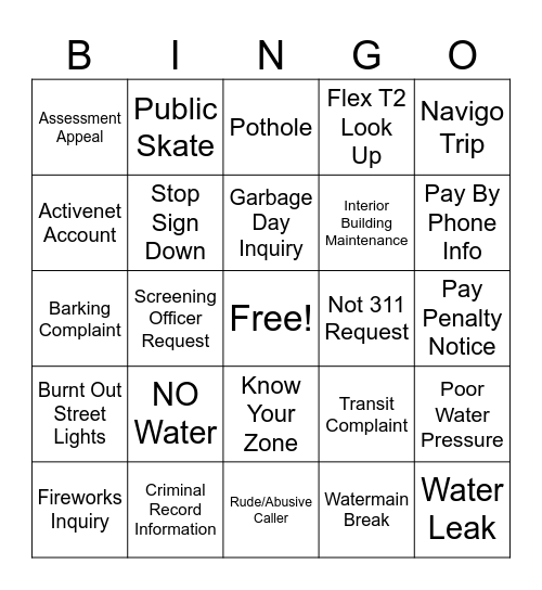 12:30 Bingo Card