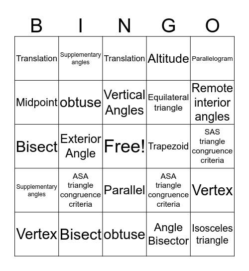 Module 5 Vocabulary Bingo Card