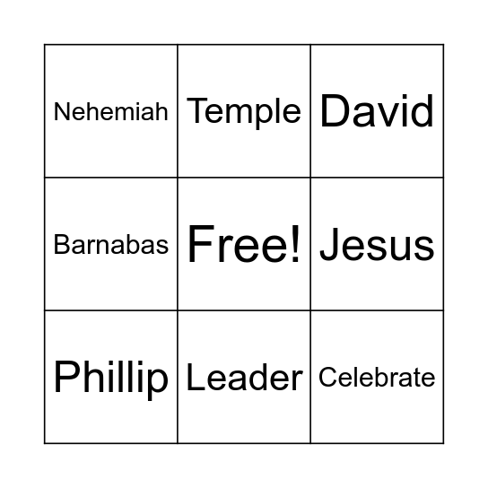 Palm Sunday Bingo Card
