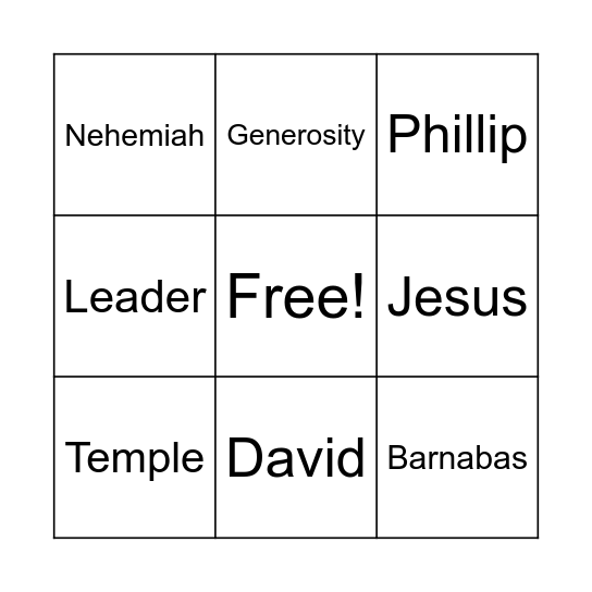Palm Sunday Bingo Card