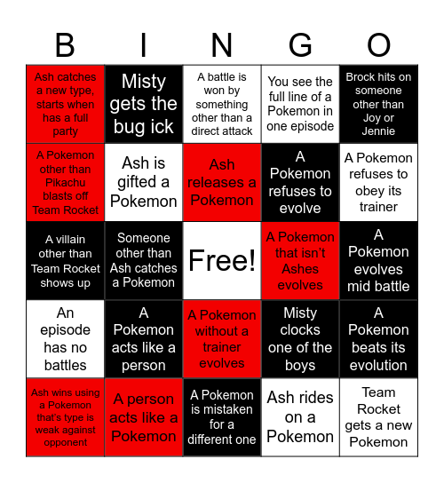 Pokemon Kanto Bingo Card
