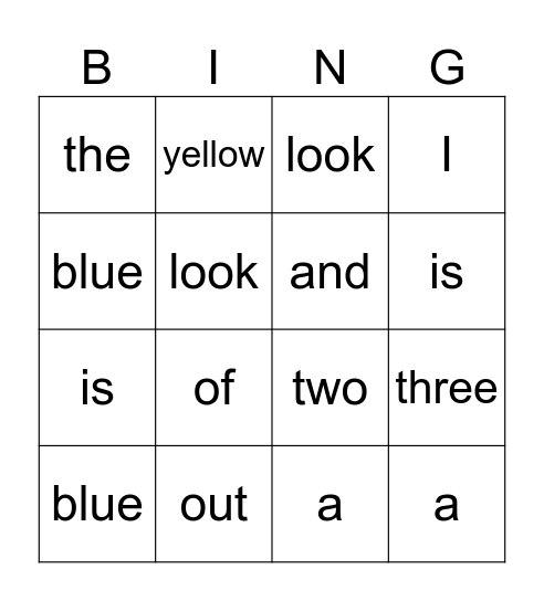 TRICKY WORD BINGO Card
