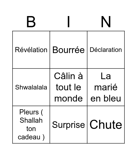 Mimi Bingo Card