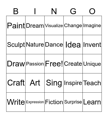 International Creativity Month  Bingo Card