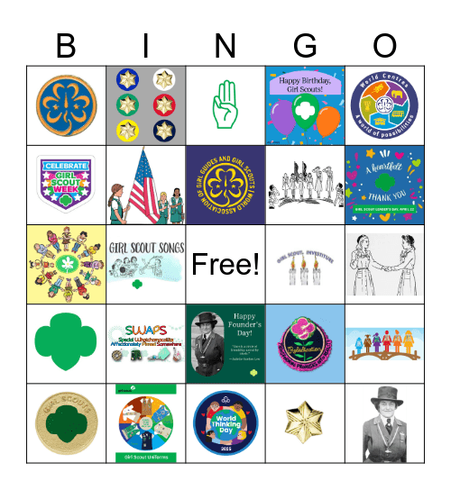 Girl Scout Traditions Bingo Card