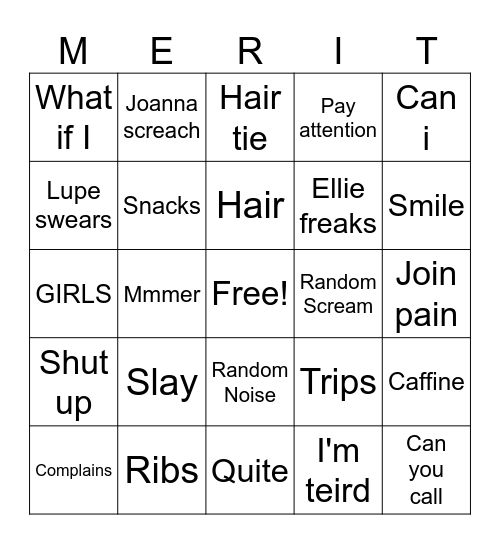 Ahhhhhh Bingo Card