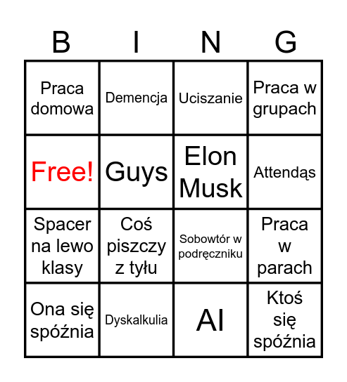 Angielski C1/C2 Bingo Card