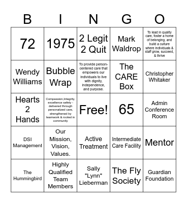 Guardians of Culture Trivia Bingo Card