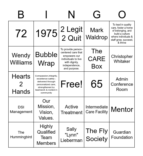 Guardians of Culture Trivia Bingo Card